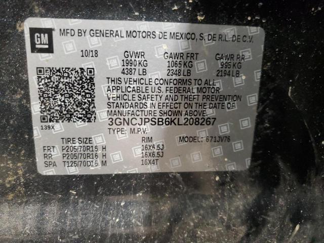 2019 Chevrolet Trax 1Lt VIN: 3GNCJPSB6KL208267 Lot: 58501604