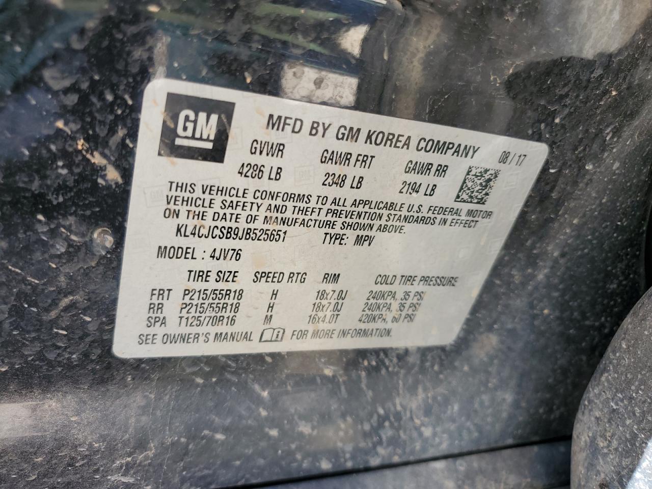 KL4CJCSB9JB525651 2018 Buick Encore Essence