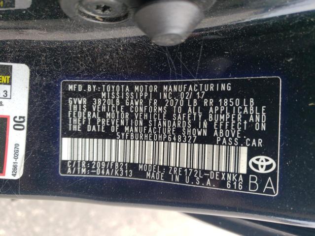 2017 TOYOTA COROLLA L - 5YFBURHE0HP648327