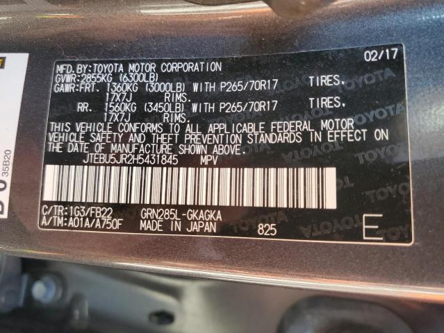 2017 Toyota 4Runner Sr5/Sr5 Premium VIN: JTEBU5JR2H5431845 Lot: 58438974