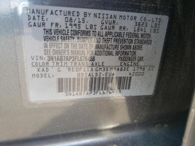 2015 Nissan Sentra S VIN: 3N1AB7AP3FL676458 Lot: 59821254