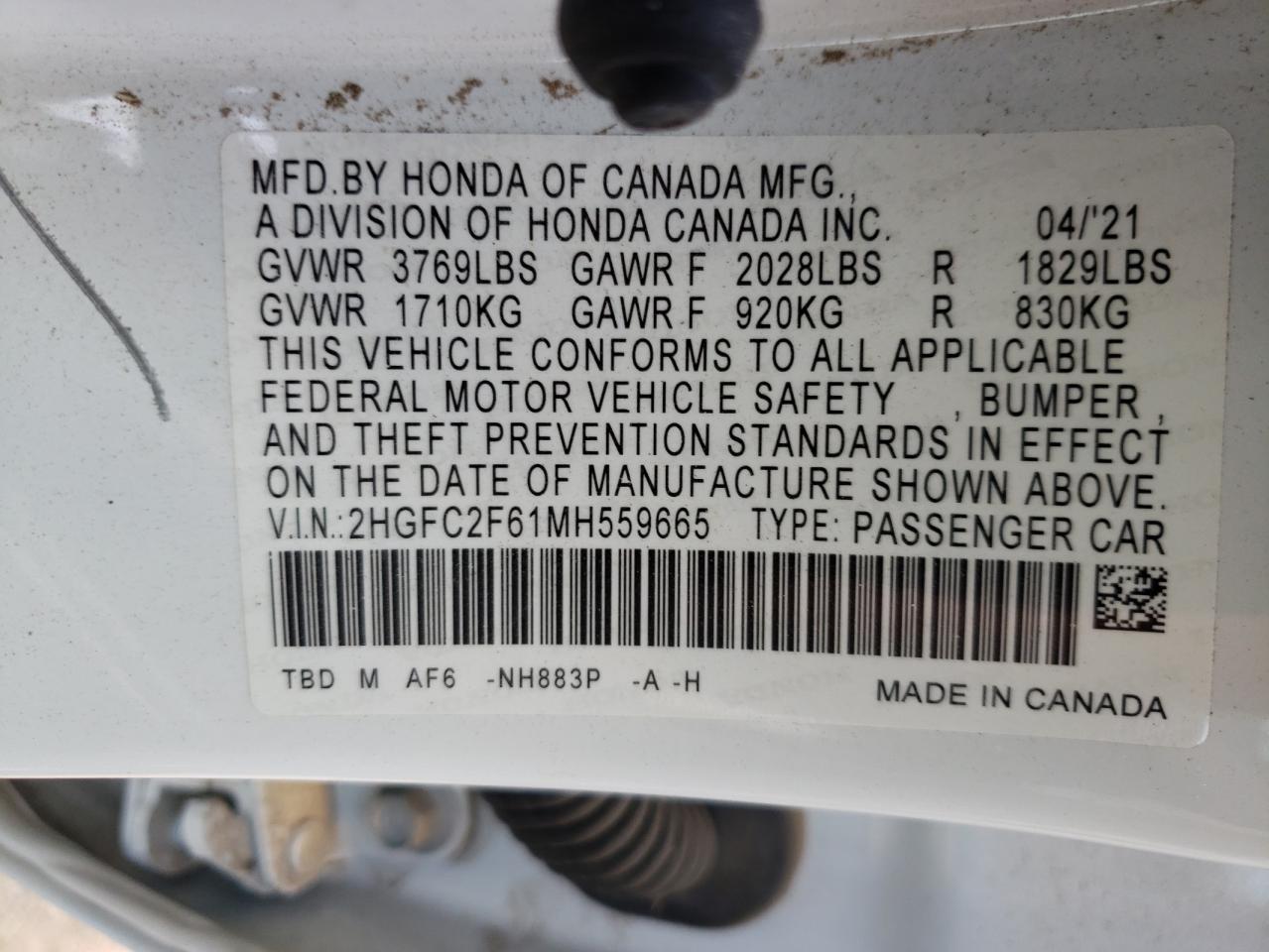 2HGFC2F61MH559665 2021 Honda Civic Lx 2HGFC2F61MH559665 2021 Honda Civic Lx
