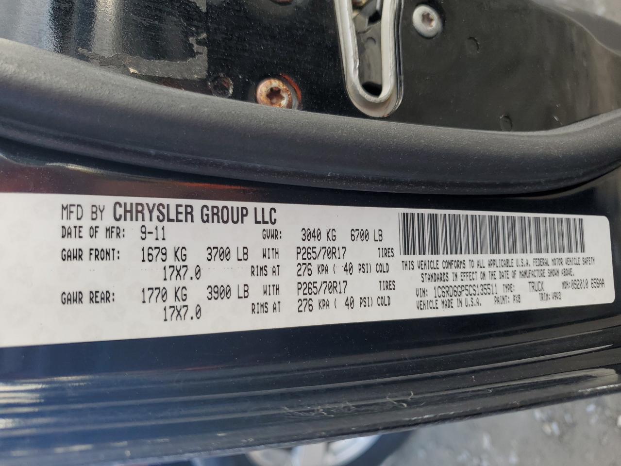 1C6RD6GP5CS135511 2012 Dodge Ram 1500 Slt