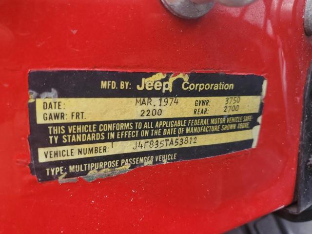 1974 Jeep Cj-5 VIN: J4F835TA53812 Lot: 58411824