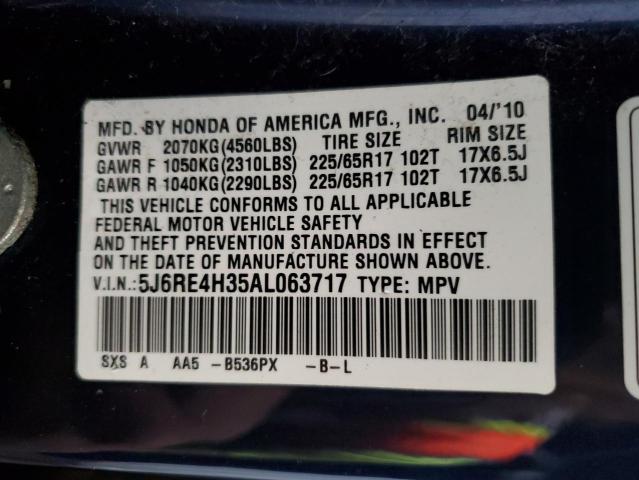 2010 Honda Cr-V Lx VIN: 5J6RE4H35AL063717 Lot: 57103404