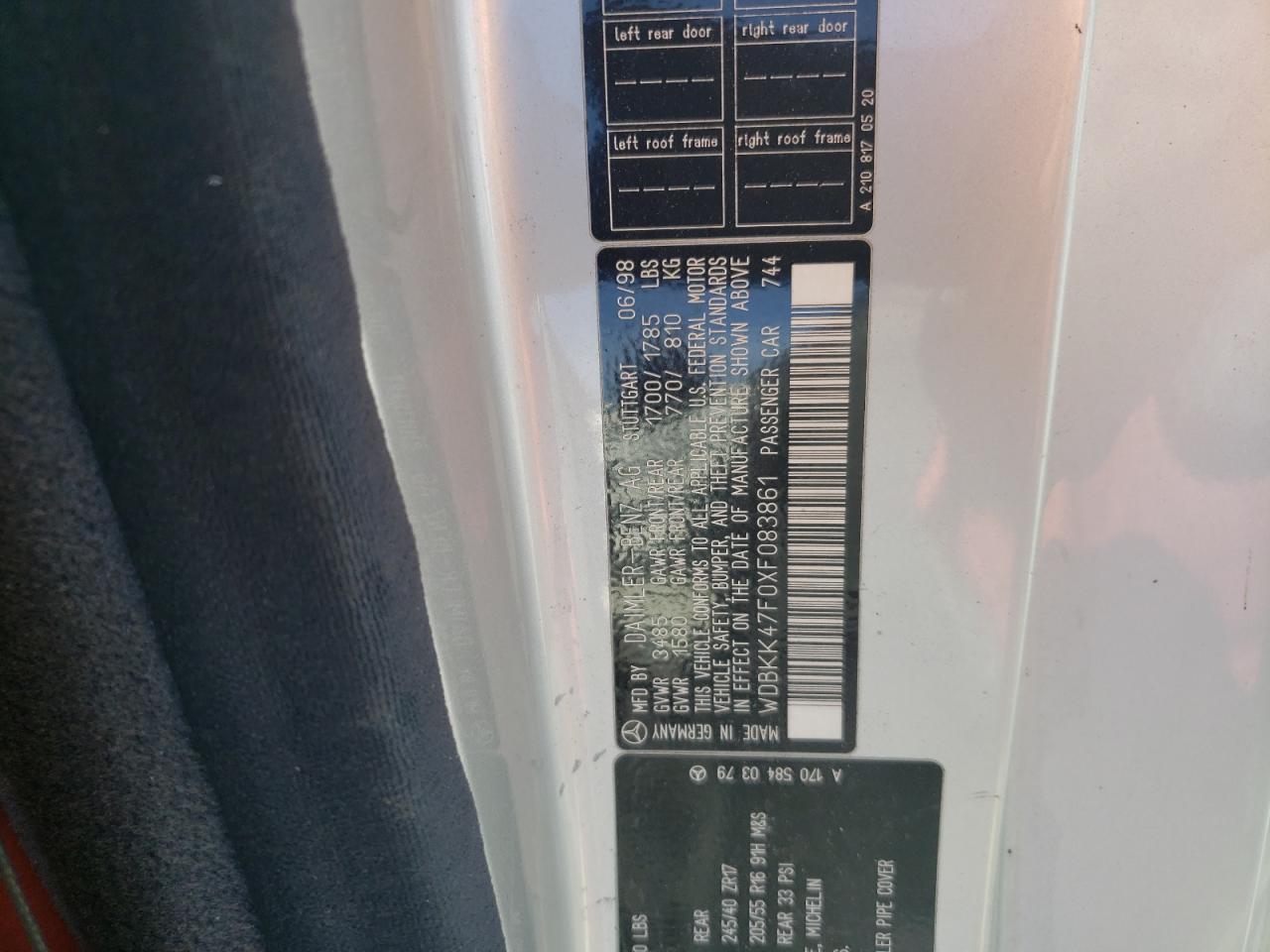 WDBKK47F0XF083861 1999 Mercedes-Benz Slk 230 Kompressor