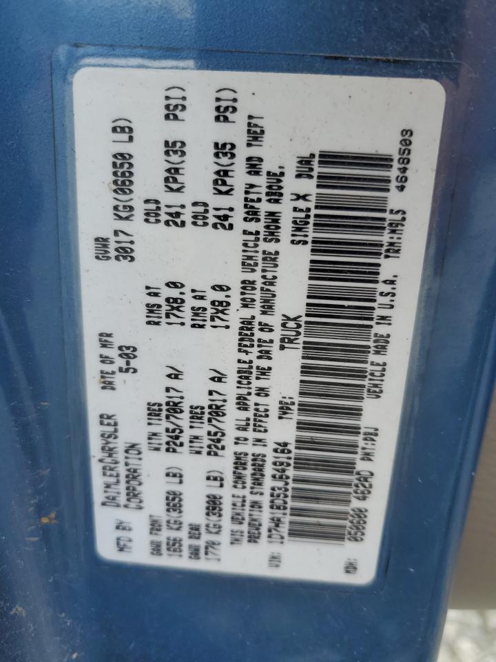 1D7HA18D53J649164 2003 Dodge Ram 1500 St