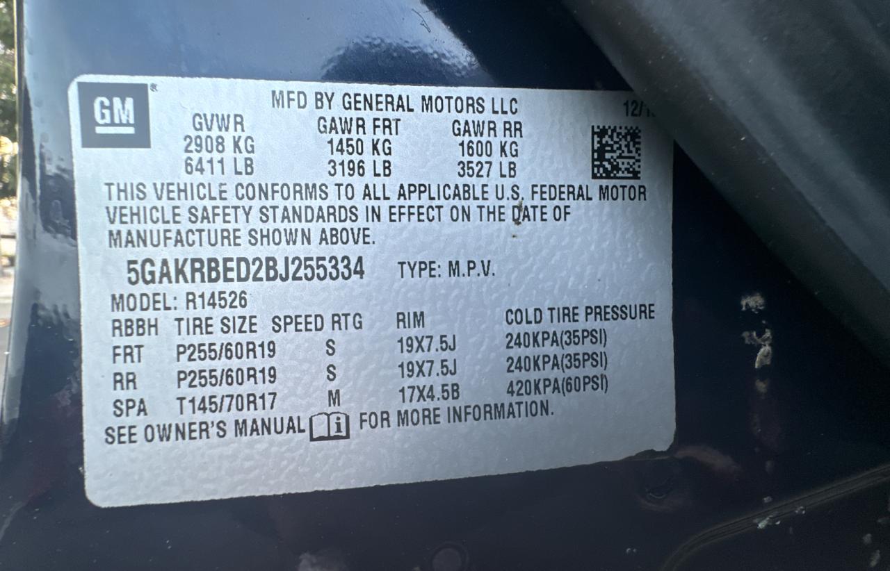 5GAKRBED2BJ255334 2011 Buick Enclave Cxl