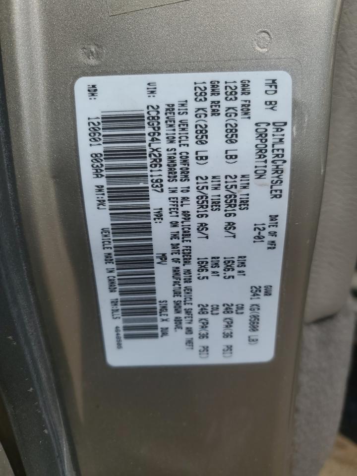 2C8GP64LX2R611937 2002 Chrysler Town & Country Limited