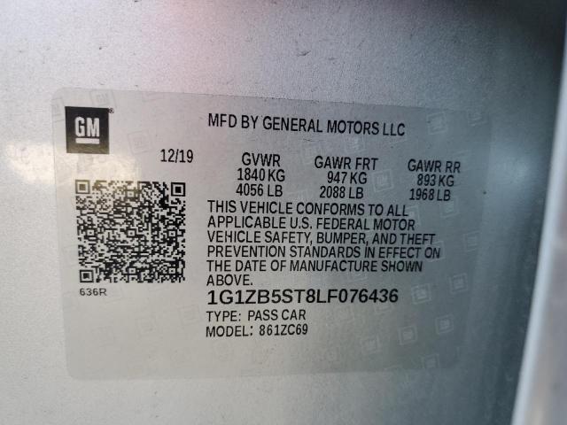 2020 Chevrolet Malibu Ls VIN: 1G1ZB5ST8LF076436 Lot: 60169674