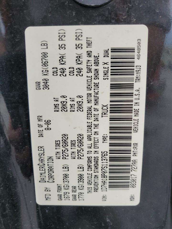 1D7HA18P07S113765 2007 Dodge Ram 1500 St