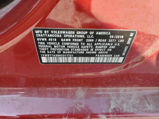 2017 Volkswagen Passat Se VIN: 1VWBT7A38HC017721 Lot: 57298434