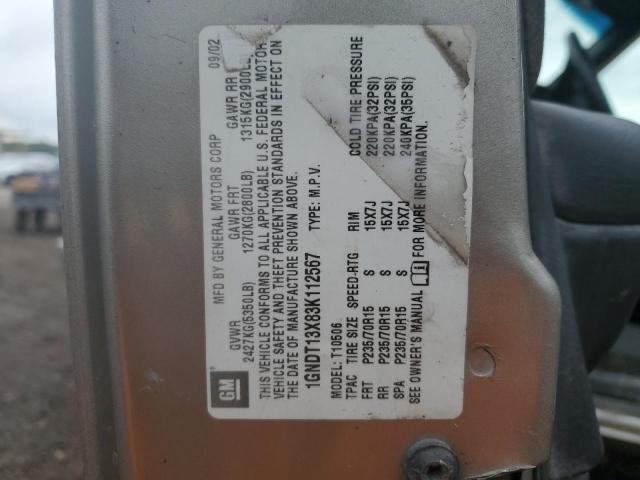 2003 Chevrolet Blazer VIN: 1GNDT13X83K112567 Lot: 60508344