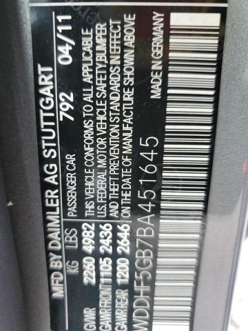 2011 Mercedes-Benz E 350 VIN: WDDHF5GB7BA451645 Lot: 57526714