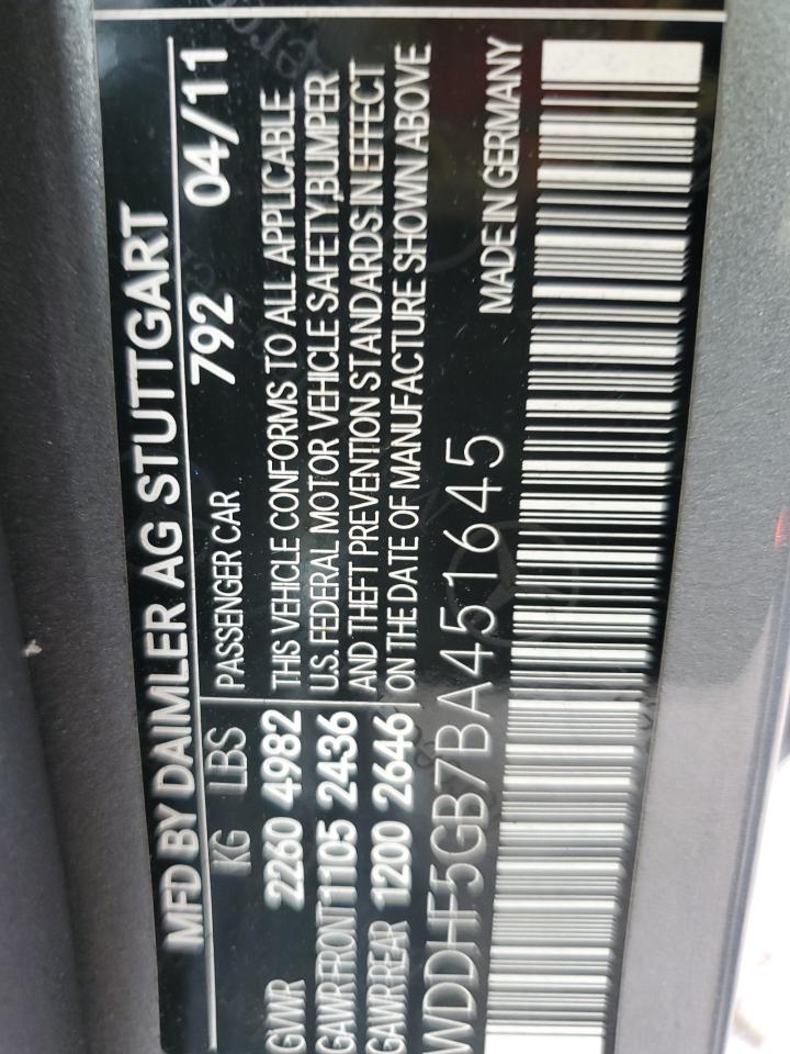 WDDHF5GB7BA451645 2011 Mercedes-Benz E 350