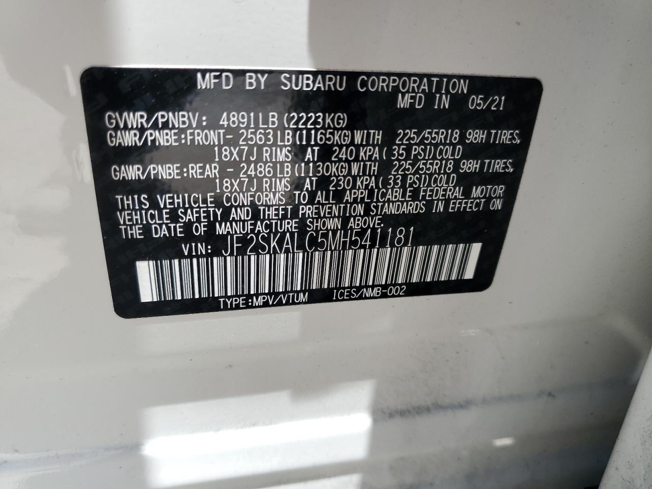 JF2SKALC5MH541181 2021 Subaru Forester Sport