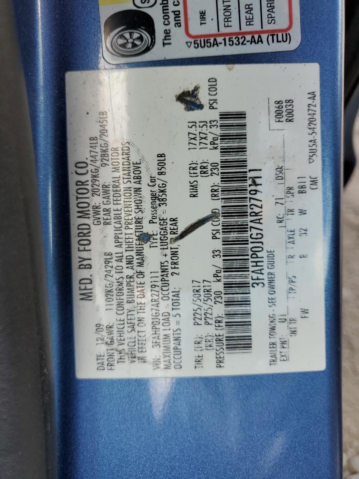 3FAHP0JG7AR279111 2010 Ford Fusion Sel