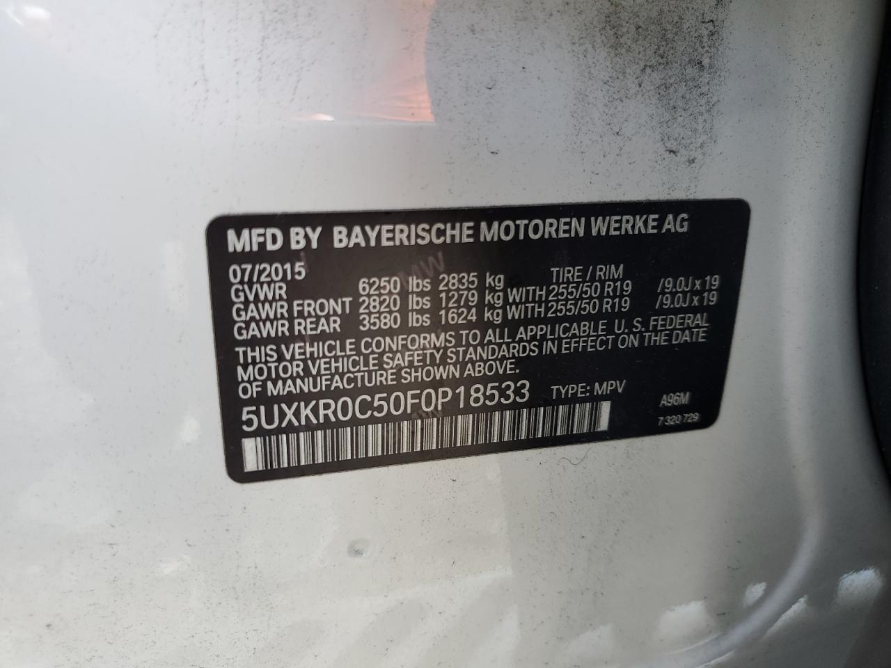 5UXKR0C50F0P18533 2015 BMW X5 xDrive35I
