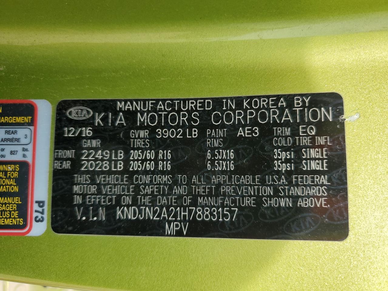 KNDJN2A21H7883157 2017 Kia Soul