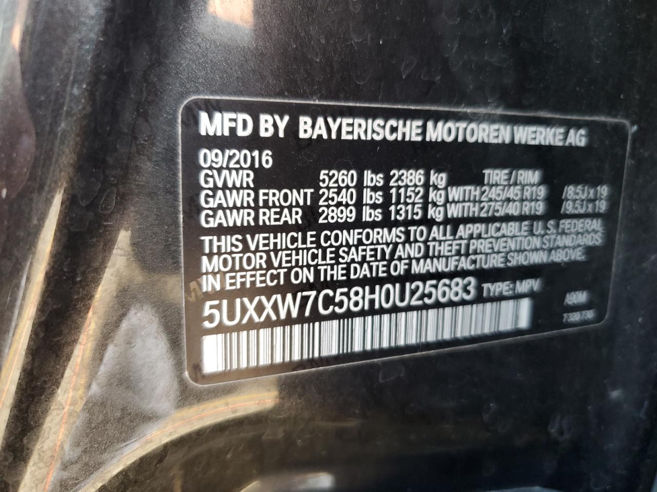 5UXXW7C58H0U25683 2017 BMW X4 xDrivem40I