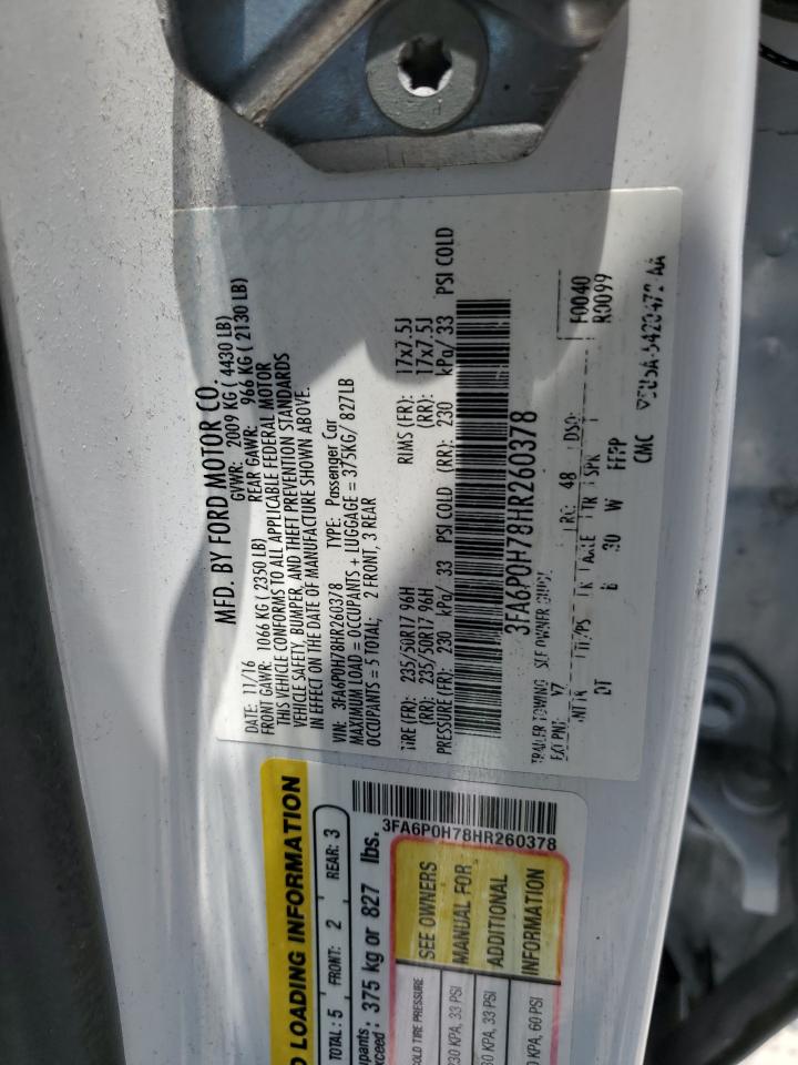 3FA6P0H78HR260378 2017 Ford Fusion Se