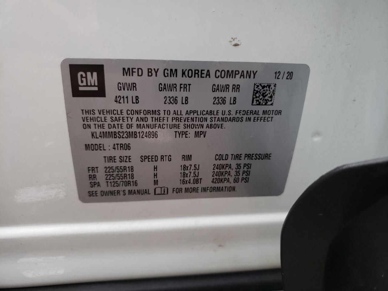 KL4MMBS23MB124896 2021 Buick Encore Gx Preferred