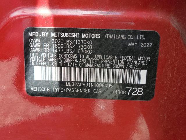 2022 Mitsubishi Mirage Es VIN: ML32AUHJ1NH008095 Lot: 60320754