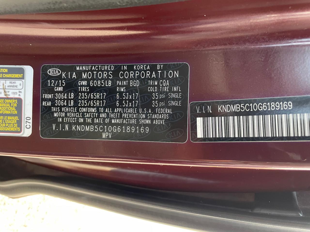 KNDMB5C10G6189169 2016 Kia Sedona Lx