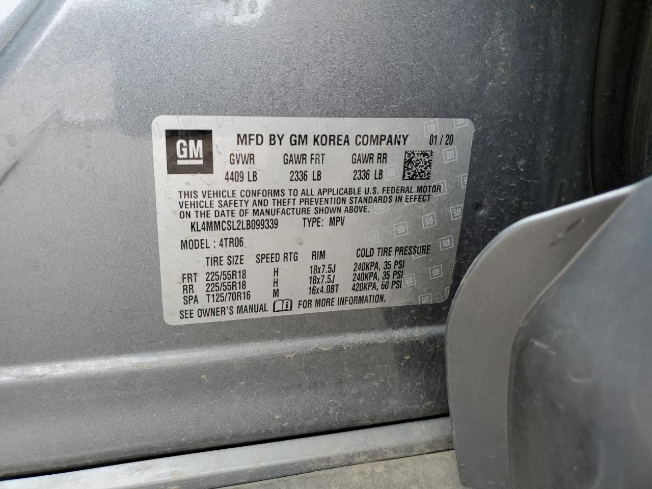 KL4MMCSL2LB099339 2020 Buick Encore Gx Preferred