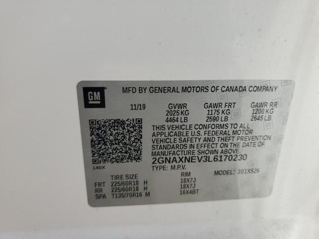 2020 Chevrolet Equinox Premier VIN: 2GNAXNEV3L6170230 Lot: 60136434