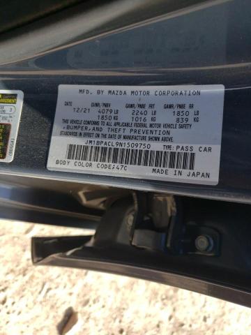 2022 Mazda 3 Preferred VIN: JM1BPACL9N1509750 Lot: 60222654