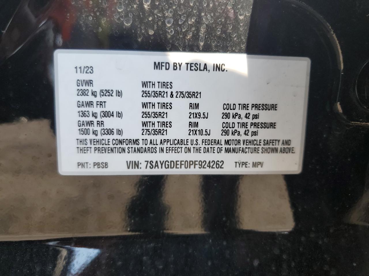 7SAYGDEF0PF924262 2023 Tesla Model Y