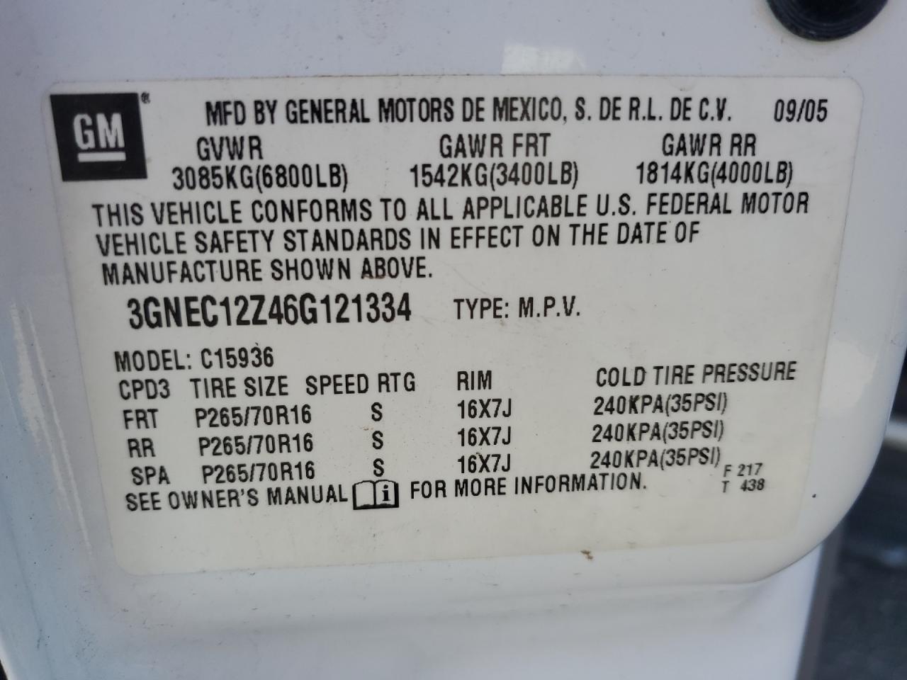 3GNEC12Z46G121334 2006 Chevrolet Avalanche C1500