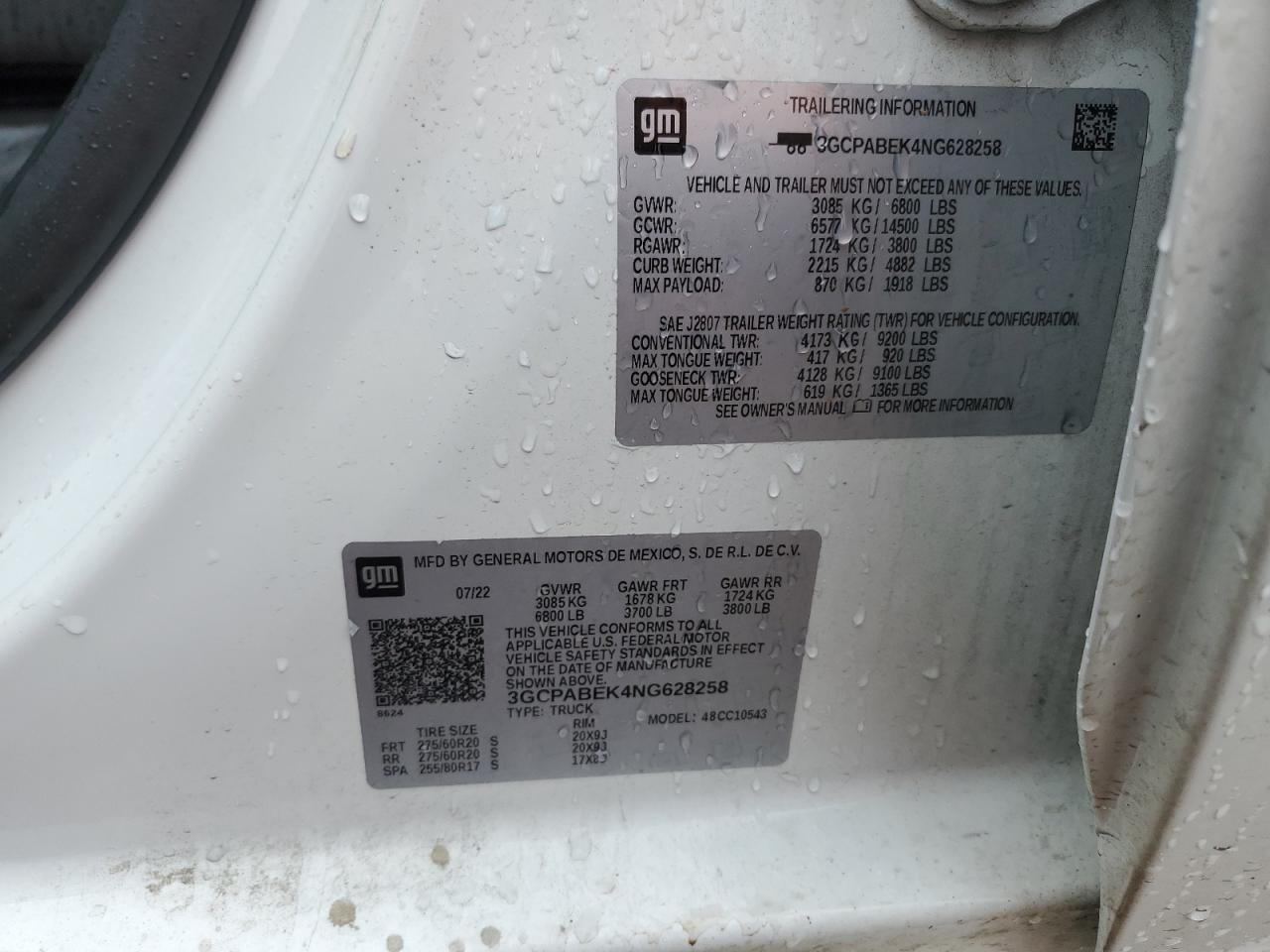 3GCPABEK4NG628258 2022 Chevrolet Silverado C1500 Custom