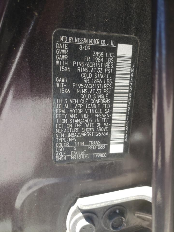 JN8AZ28R39T126734 2009 Nissan Cube Base