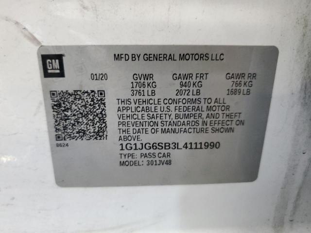 2020 Chevrolet Sonic VIN: 1G1JG6SB3L4111990 Lot: 61408814