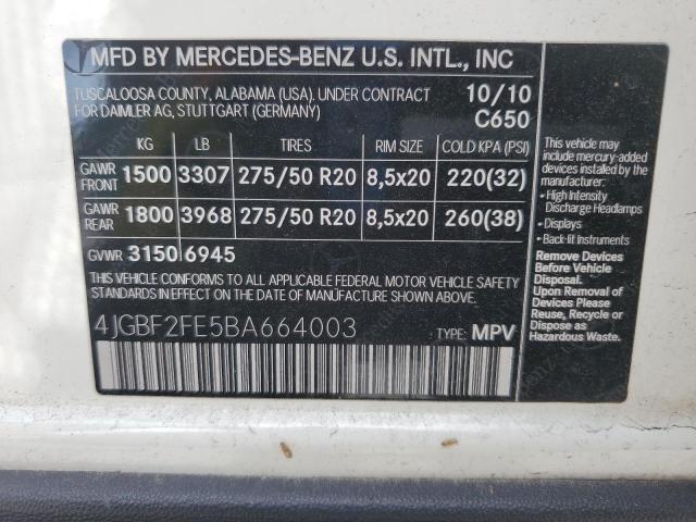 2011 Mercedes-Benz Gl 350 Bluetec VIN: 4JGBF2FE5BA664003 Lot: 59577454