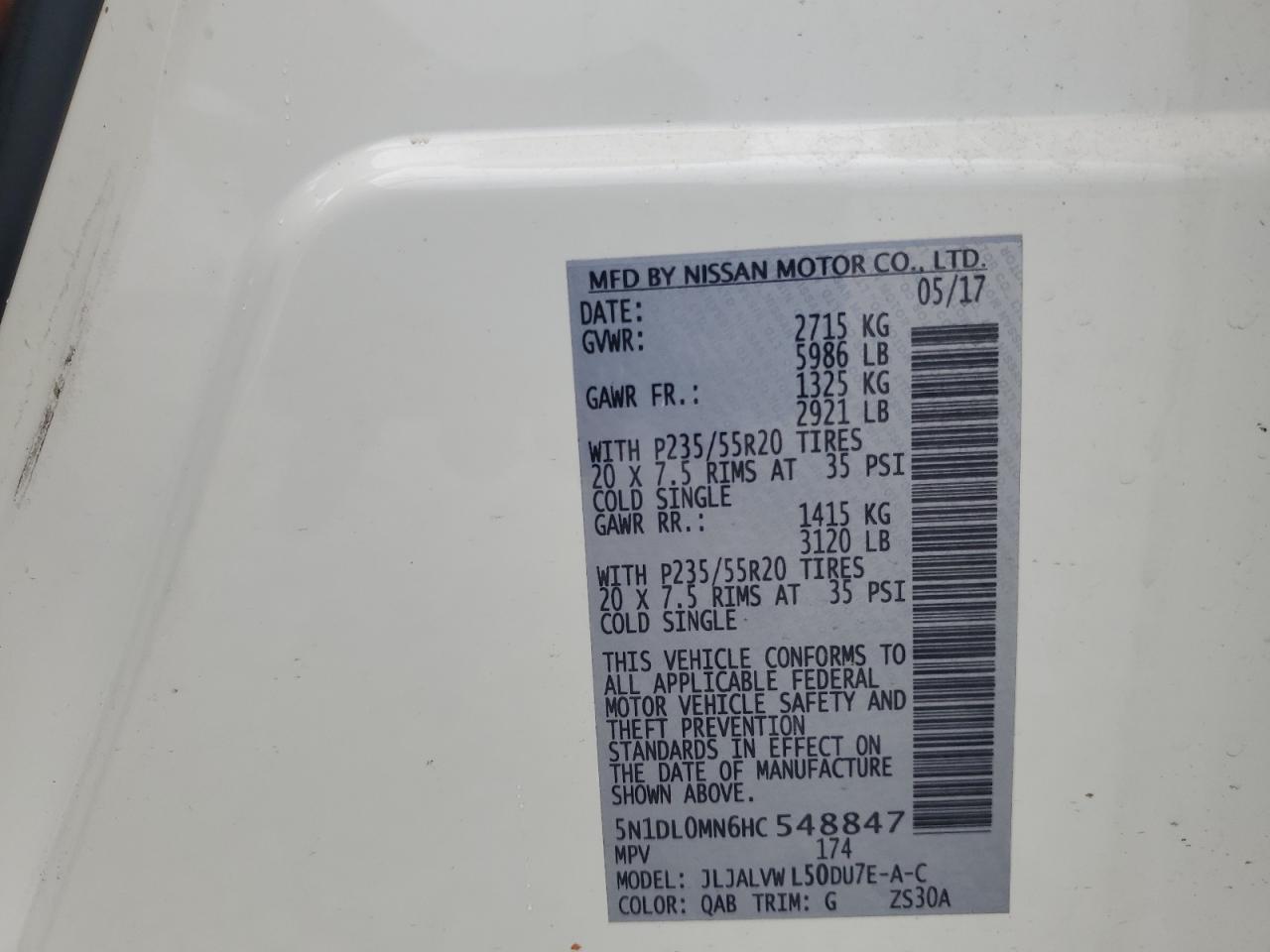 5N1DL0MN6HC548847 2017 Infiniti Qx60