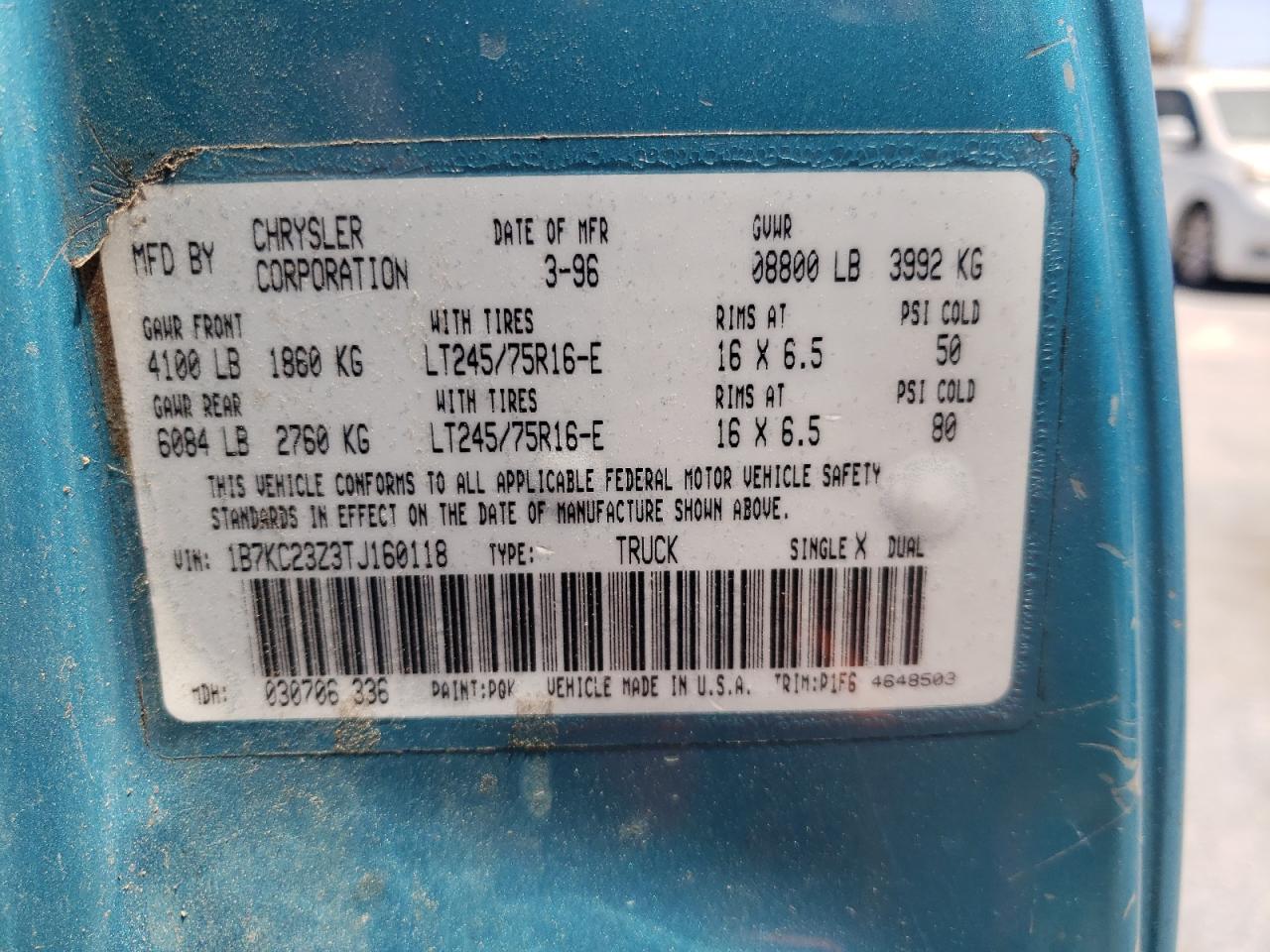 1B7KC23Z3TJ160118 1996 Dodge Ram 2500