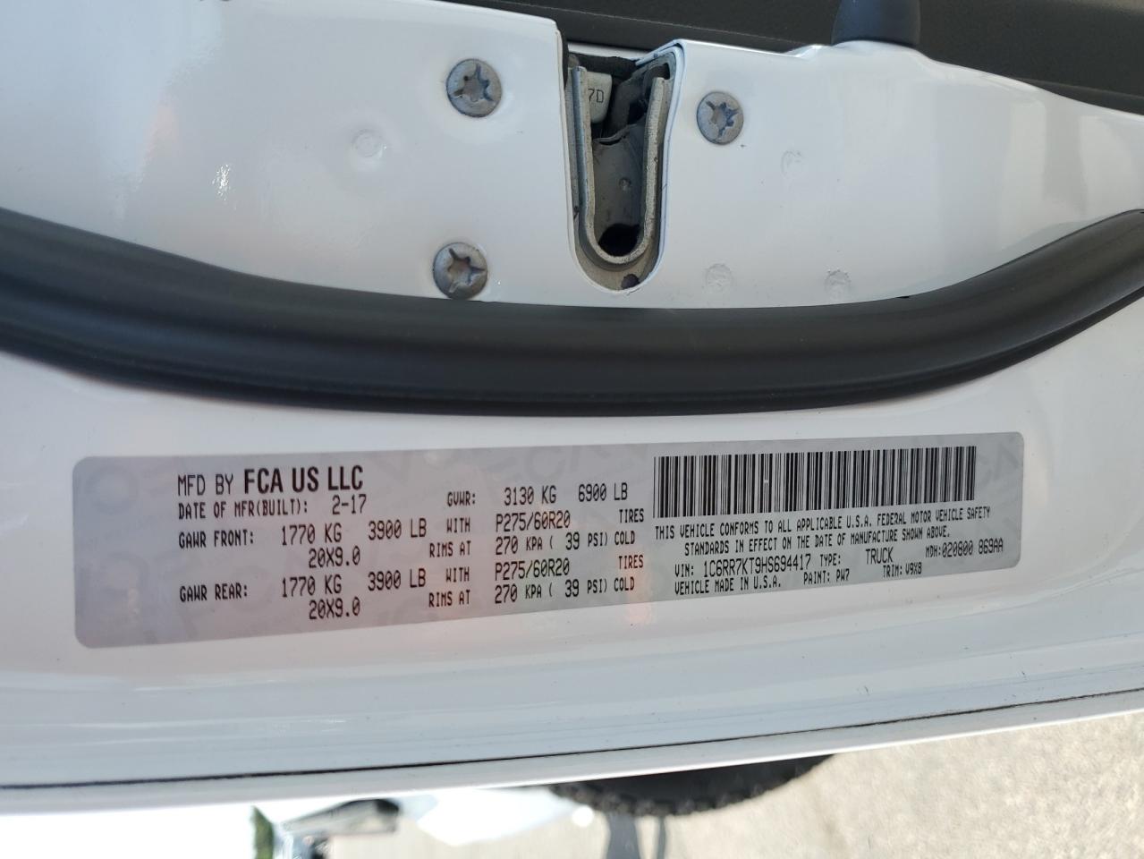 1C6RR7KT9HS694417 2017 Ram 1500 St