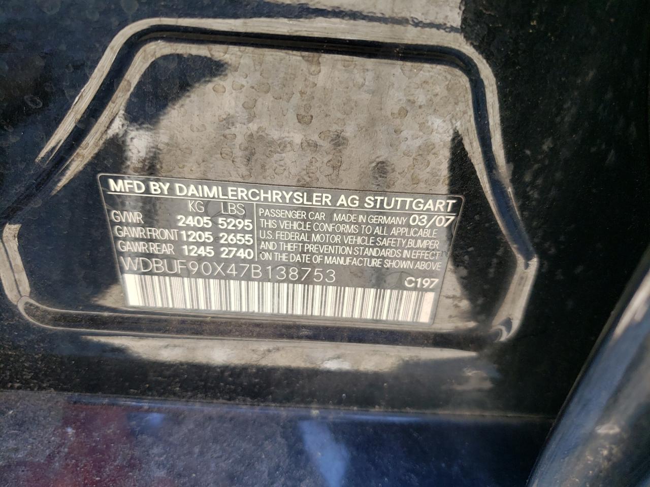 WDBUF90X47B138753 2007 Mercedes-Benz E 550 4Matic