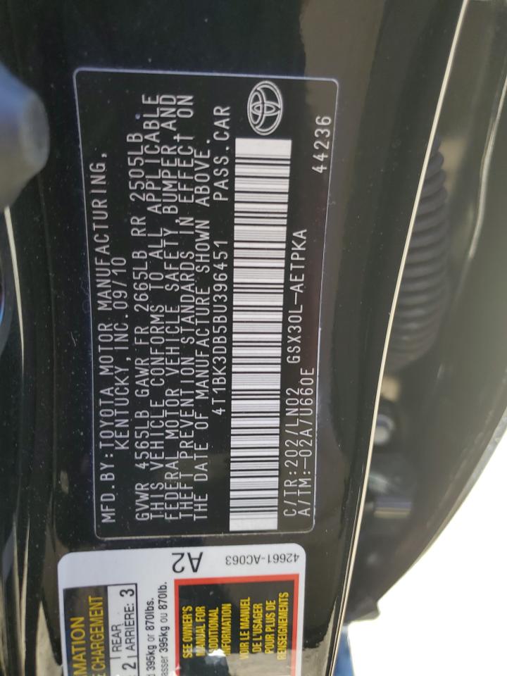 4T1BK3DB5BU396451 2011 Toyota Avalon Base