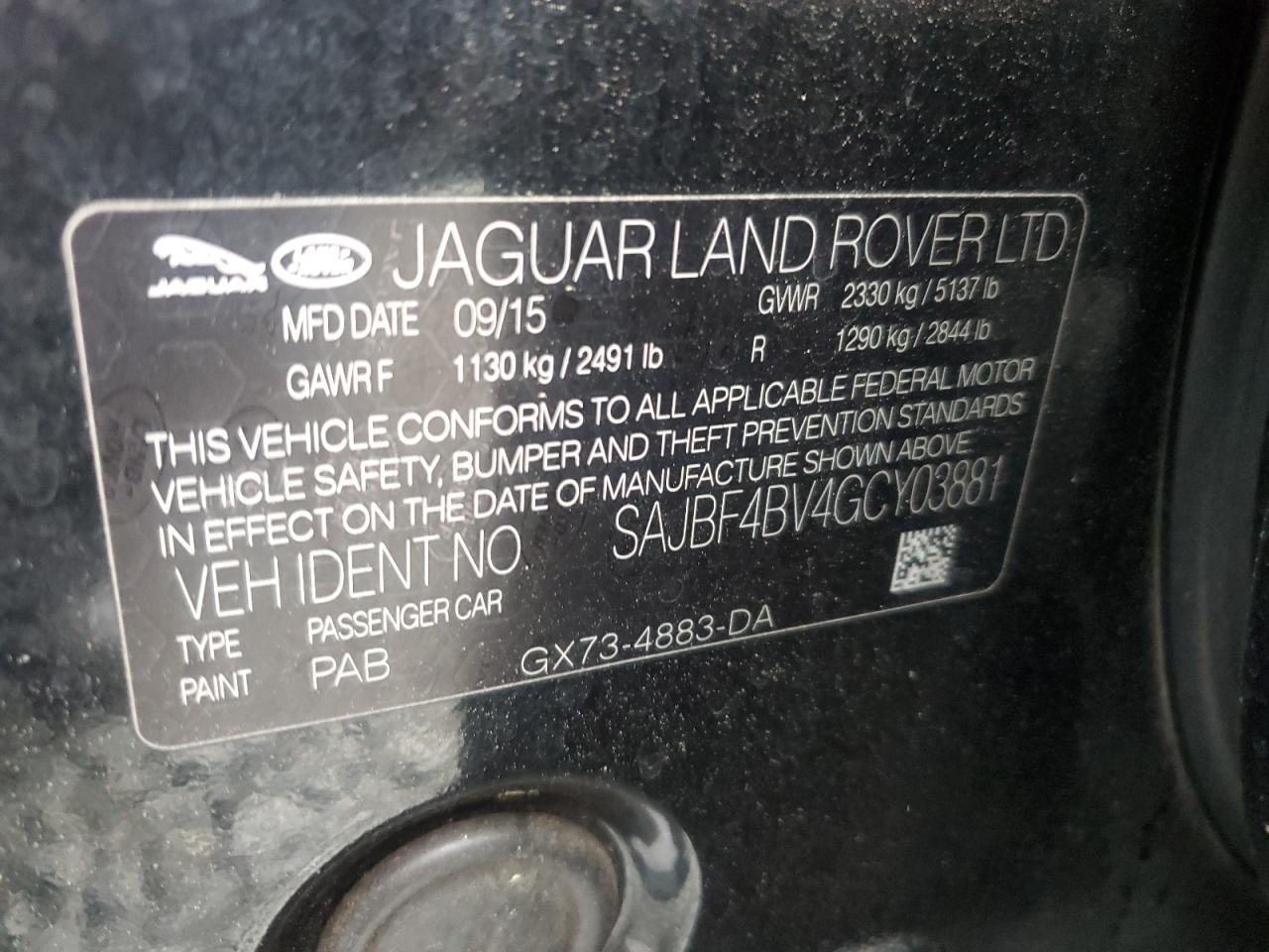 SAJBF4BV4GCY03881 2016 Jaguar Xf R - Sport