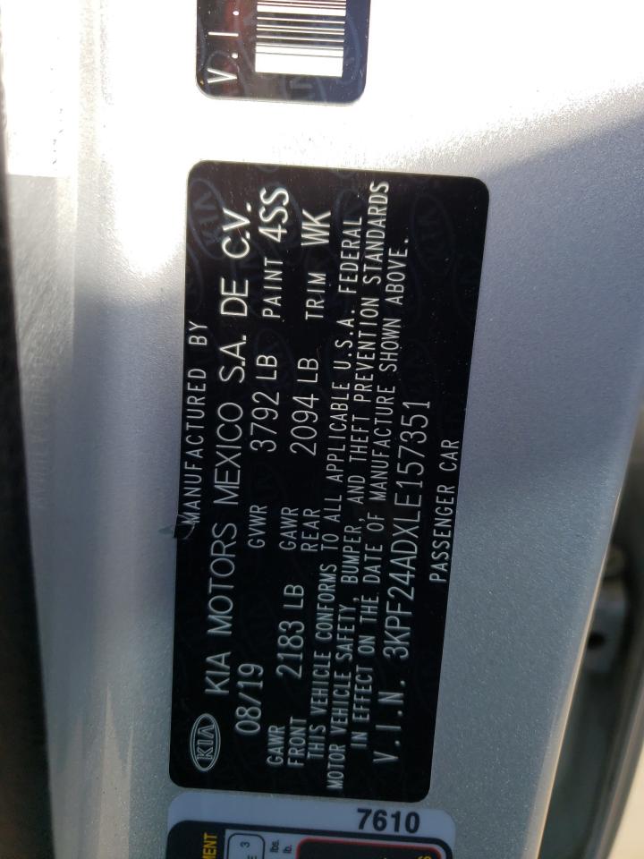 3KPF24ADXLE157351 2020 Kia Forte Fe