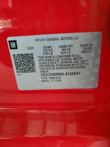 2020 Chevrolet Sonic VIN: 1G1JG6SB0L4116547 Lot: 60048834