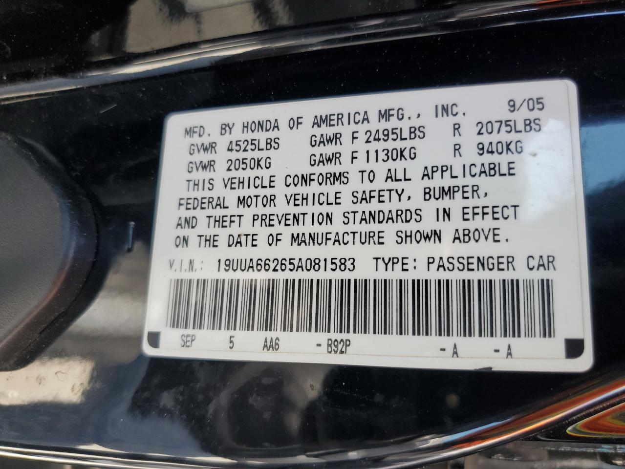 19UUA66265A081583 2005 Acura Tl