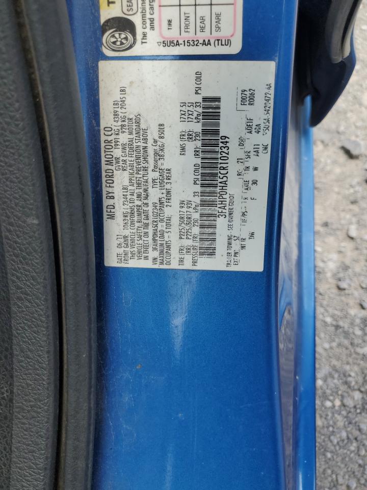 3FAHP0HA5CR102349 2012 Ford Fusion Se