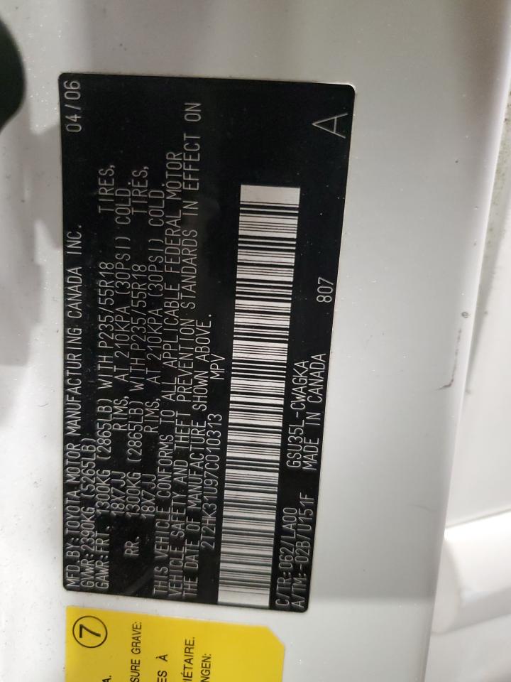 2T2HK31U97C010313 2007 Lexus Rx 350