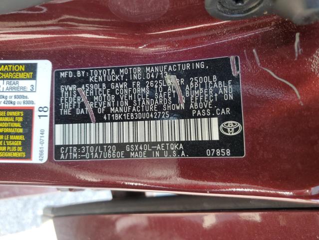 VIN 4T1BK1EB3DU042725 2013 Toyota Avalon, Base no.12