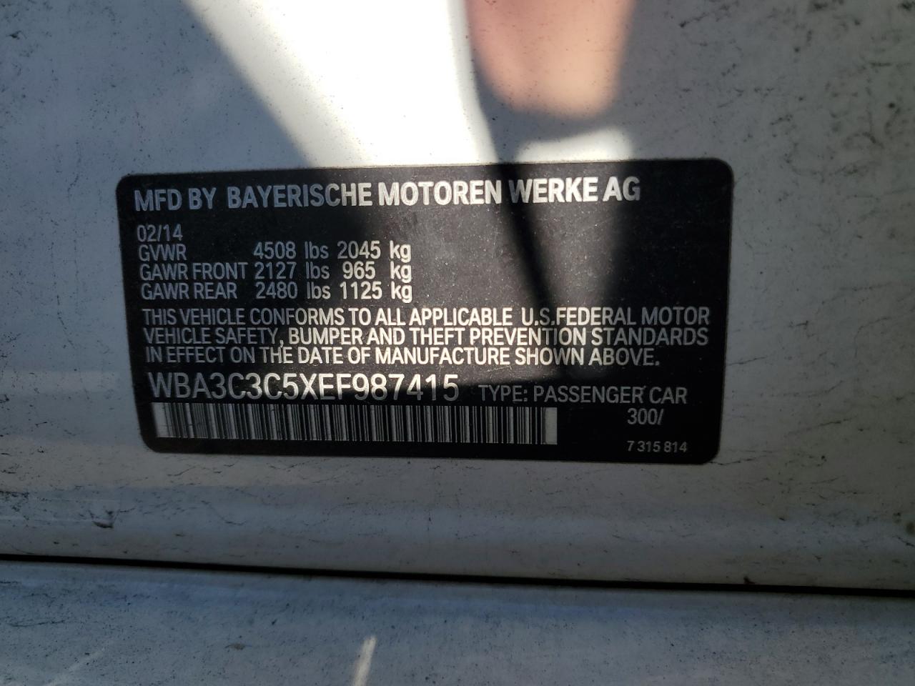 WBA3C3C5XEF987415 2014 BMW 320 I xDrive